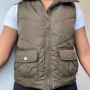 cute fitted green-brown puffer vest
